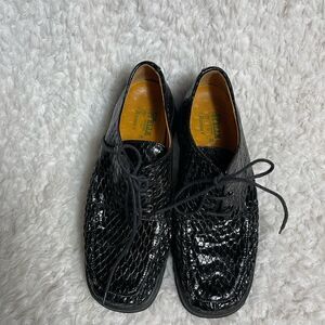 Helle COMFORT BY ROMU'S BLACK PATENT CROC LEATHER OXFORDS EUR SZ39